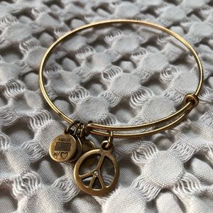 Alex and Ani Gold peace sign bracelet